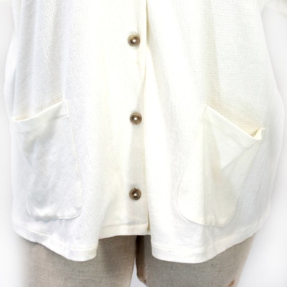 Madewell Plus White Textured Button Down Short Sleeve Cotton Shirt Top Blouse 2X - Picture 8 of 14